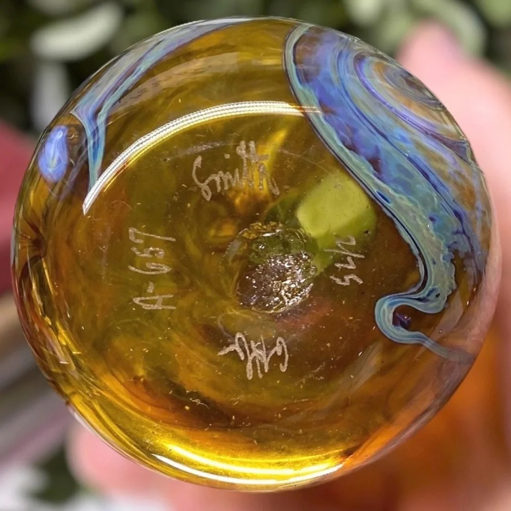 Vintage Drew Smith Art Glass Vase Signed 6 3/4” Tall Dated 2/75 GHG A-657
